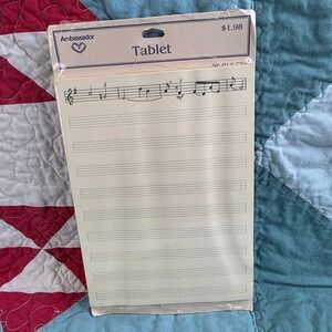 Vintage Ambassador Sheet Music Tablet 35 Sheets Cream Stationery Music Notes 9x6